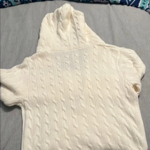 Brandy Melville Ivory Cable Knit Hoodie - Picture 2 of 2